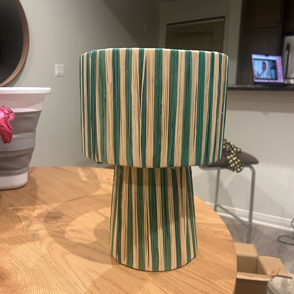 Handwoven Raffia Table Lamp: Bohemian Moroccan Lighting (Set of 2)